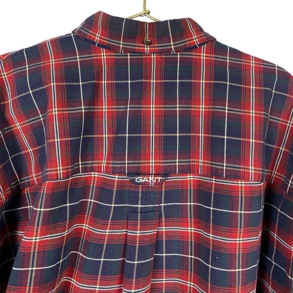 Gant Men's Button Down Shirt‎ Large Red Blue Plaid Oxford Long Sleeve 183 - Picture 7 of 12
